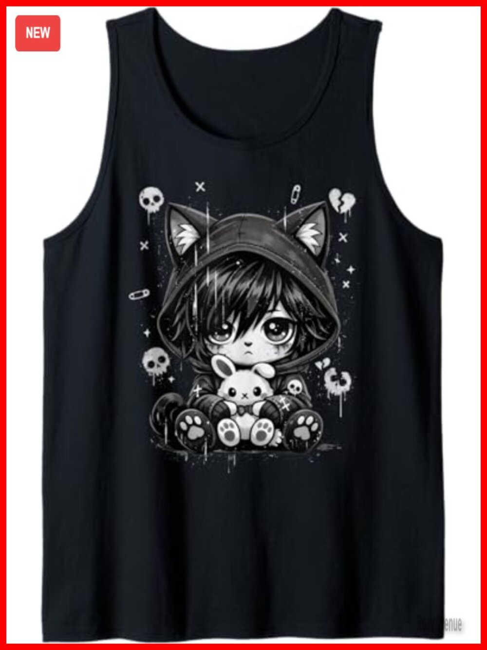 Goth Cat Sad Emo Kitten Tank Top